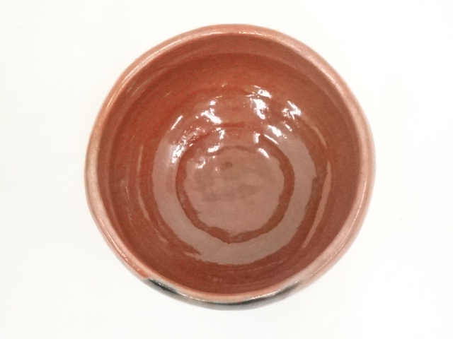茶碗■古い赤楽茶碗 京焼き 合せ箱 直し有り お茶道具 古美術 時代物 骨董品■ 茶碗□古い赤楽茶碗 京焼き 合せ箱 直し有り お茶道具 古美術